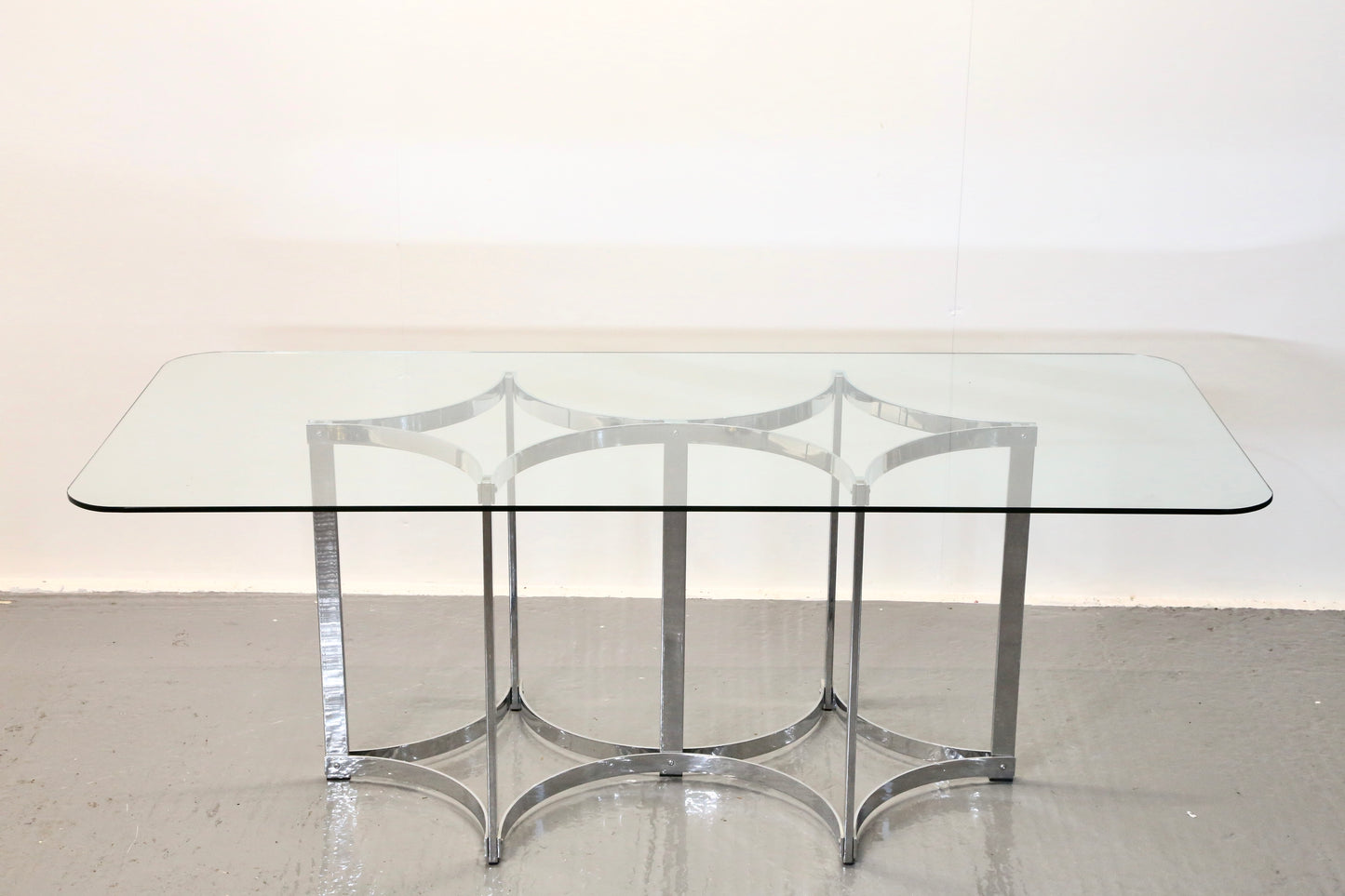 Richard Young For Merrow Associates Chrome & Glass Dining Table