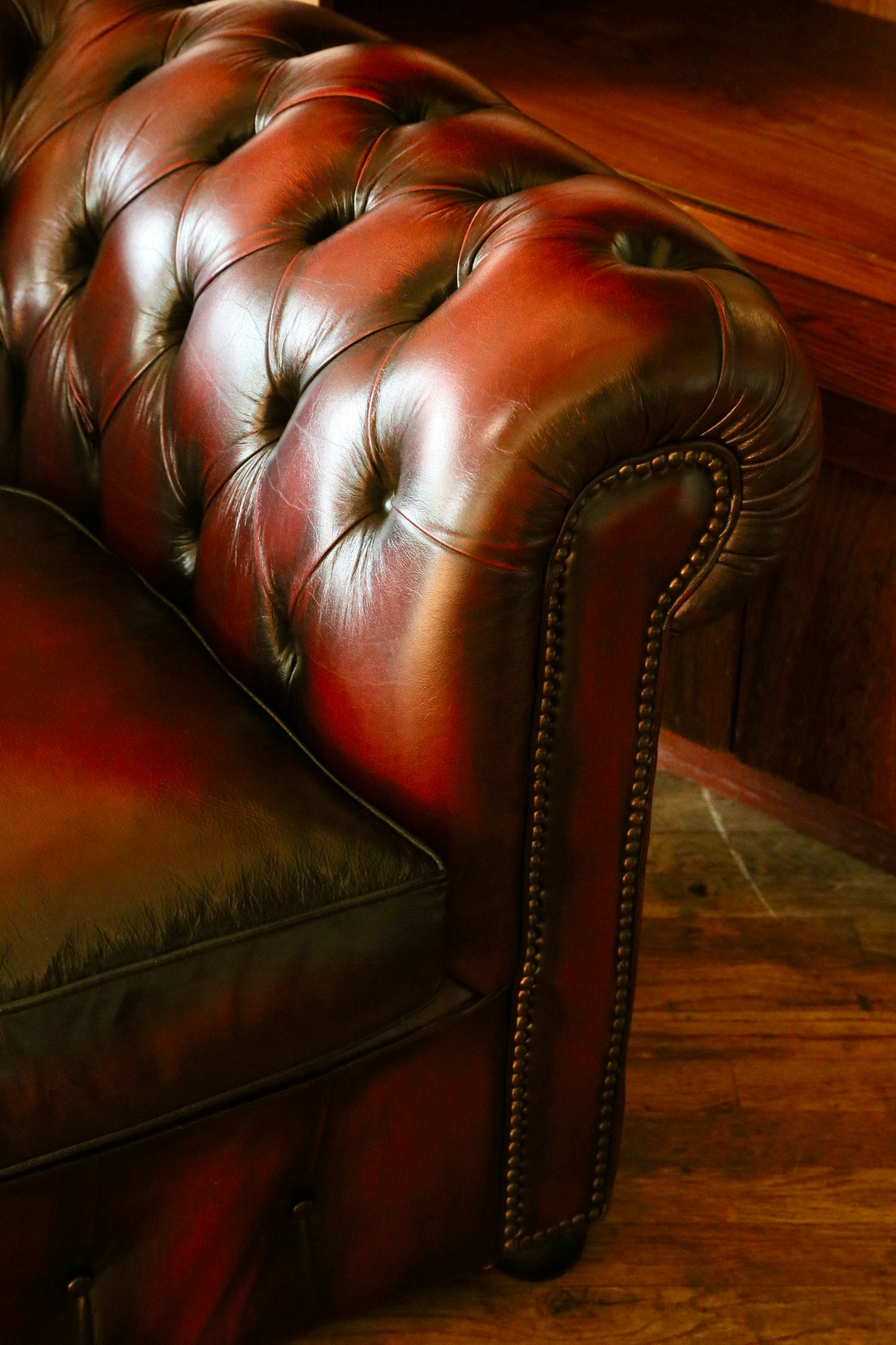 Vintage Oxblood Leather Chesterfield 3 Seater Sofa