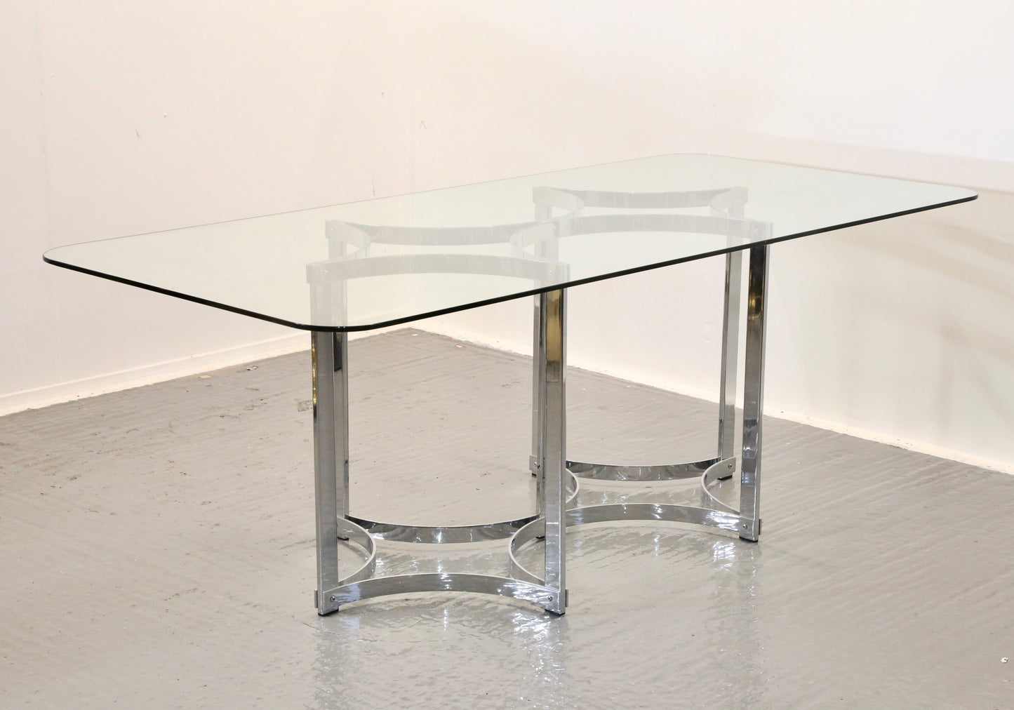 Richard Young For Merrow Associates Chrome & Glass Dining Table