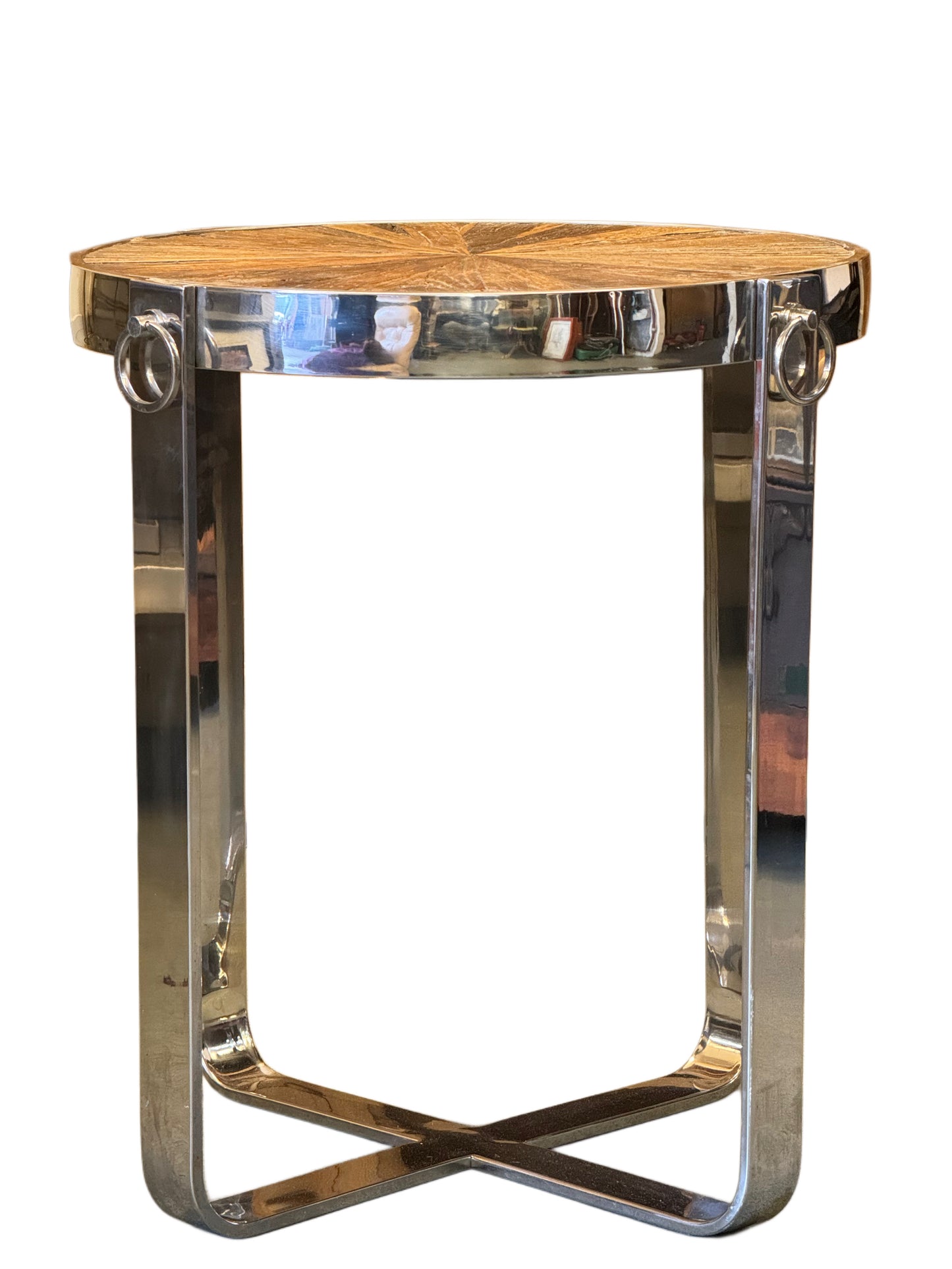 Modernist Polished Chrome Hoop Side Table