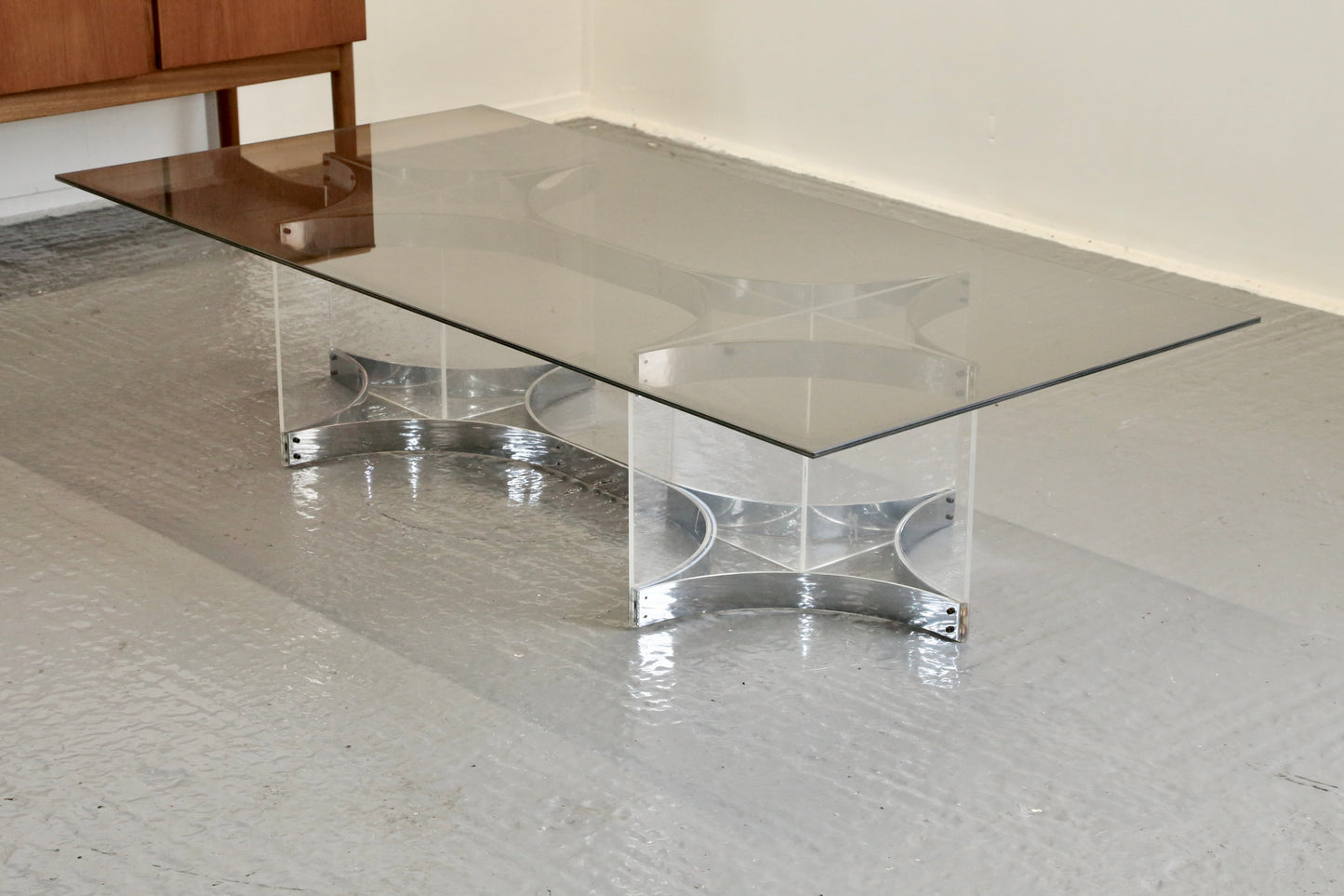 Alessandro Albrizzi, Fine Mid Century Chrome Plated Steel & Lucite Coffee Table