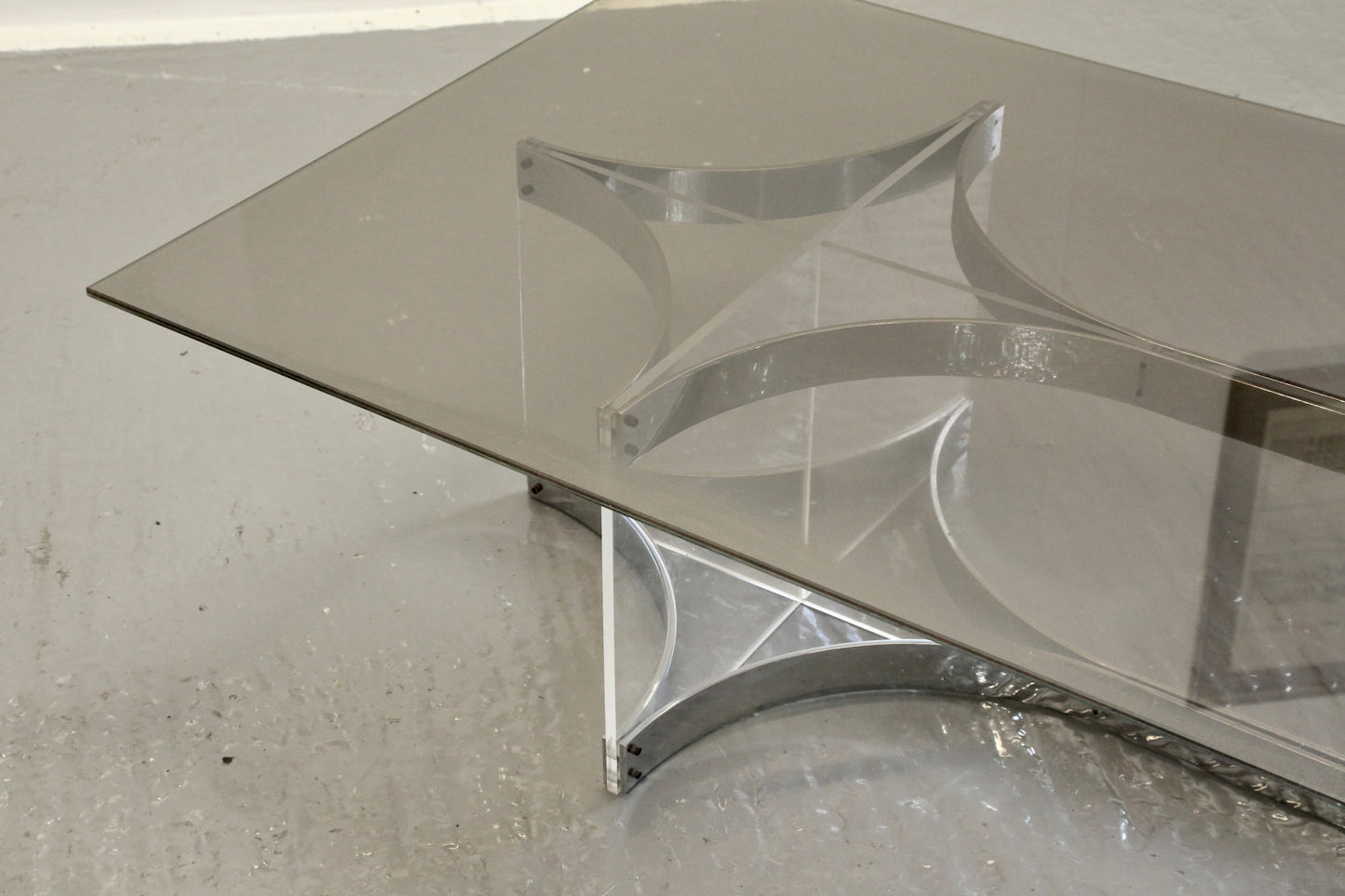 Alessandro Albrizzi, Fine Mid Century Chrome Plated Steel & Lucite Coffee Table