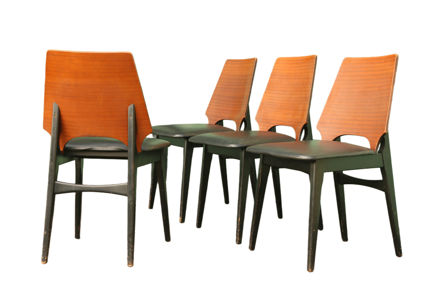 Mid Century Modern Teak Drop Leaf Extending Dining Table & Chairs