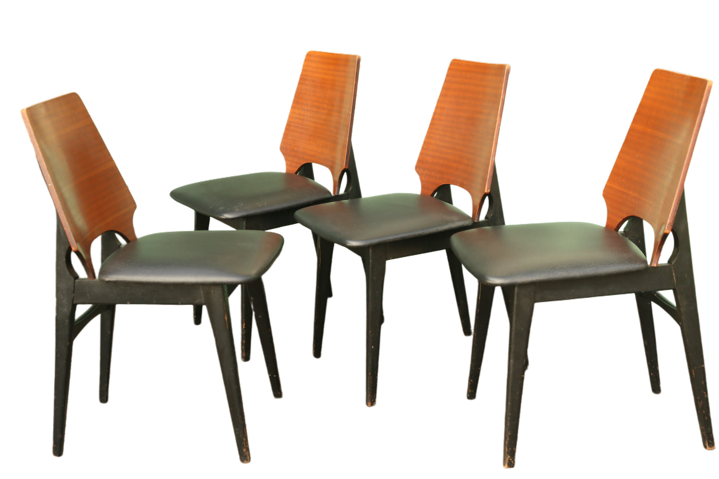 Mid Century Modern Teak Drop Leaf Extending Dining Table & Chairs