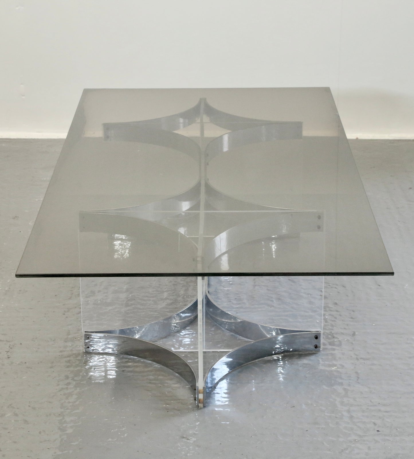 Alessandro Albrizzi, Fine Mid Century Chrome Plated Steel & Lucite Coffee Table