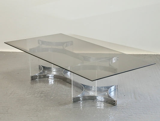 Alessandro Albrizzi, Fine Mid Century Chrome Plated Steel & Lucite Coffee Table