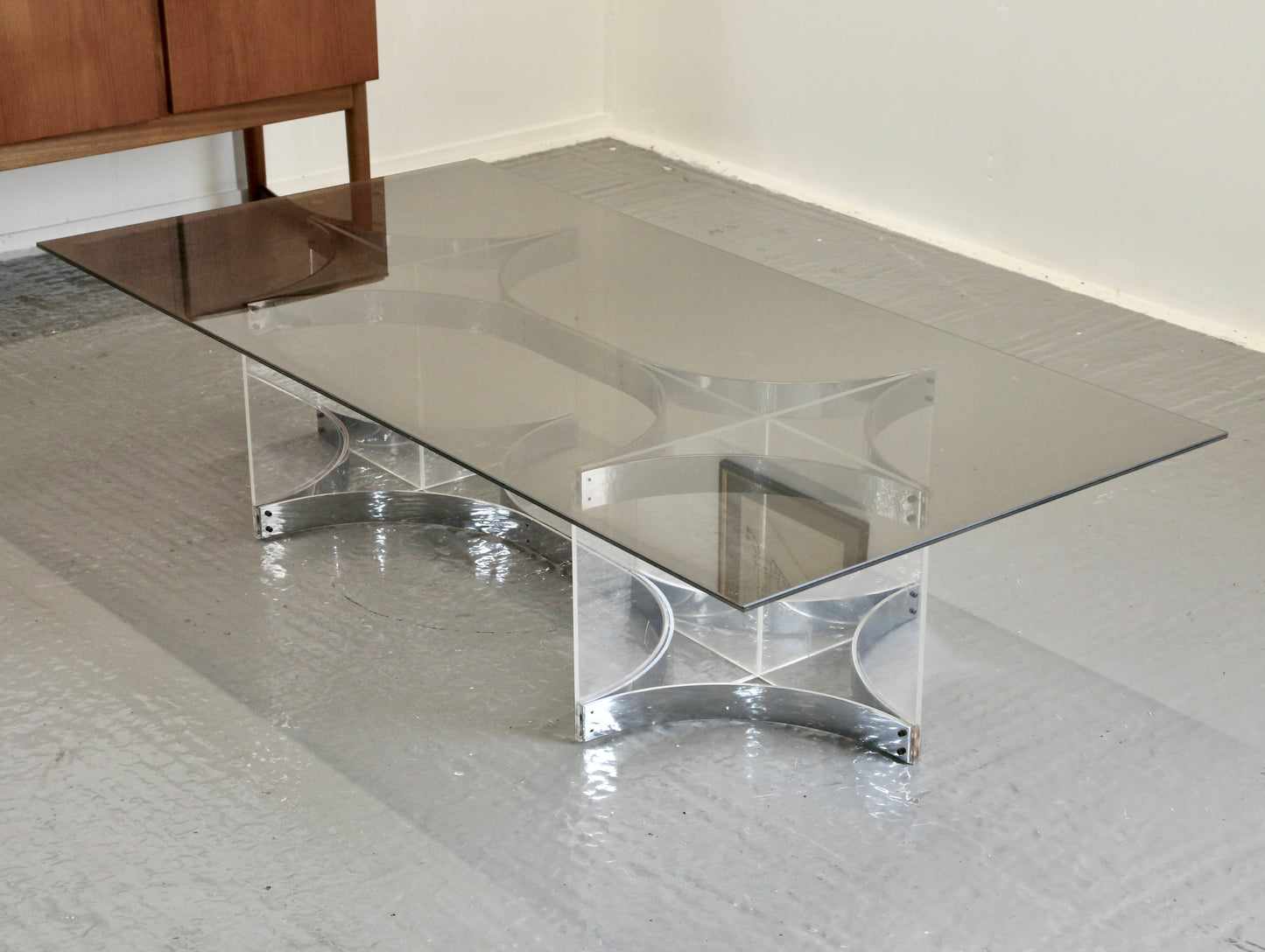 Alessandro Albrizzi, Fine Mid Century Chrome Plated Steel & Lucite Coffee Table