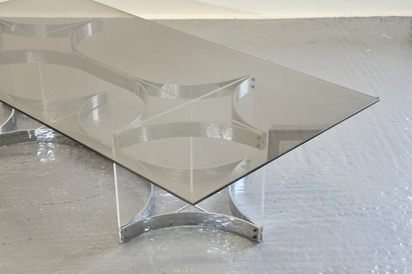 Alessandro Albrizzi, Fine Mid Century Chrome Plated Steel & Lucite Coffee Table