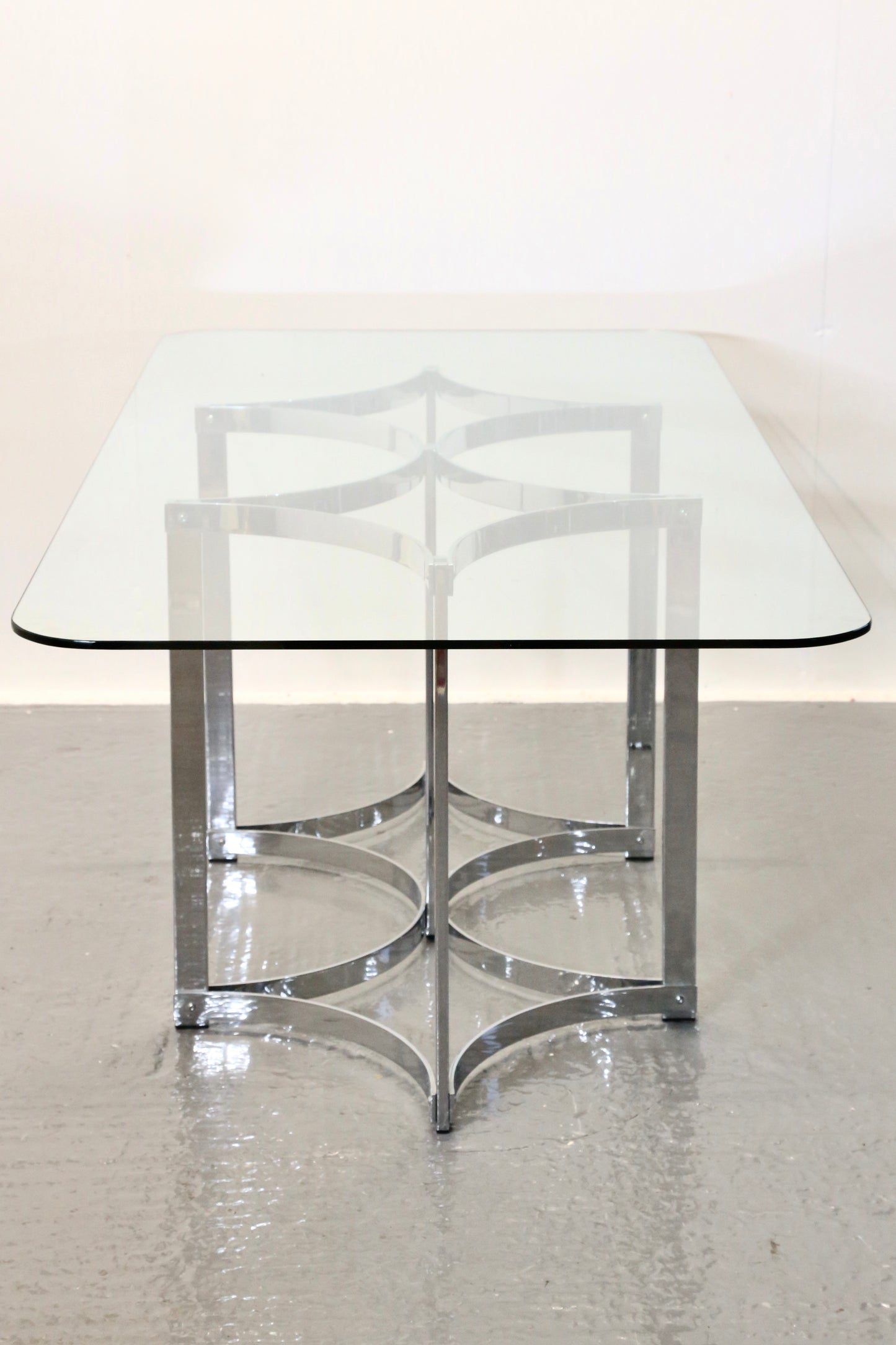 Richard Young For Merrow Associates Chrome & Glass Dining Table