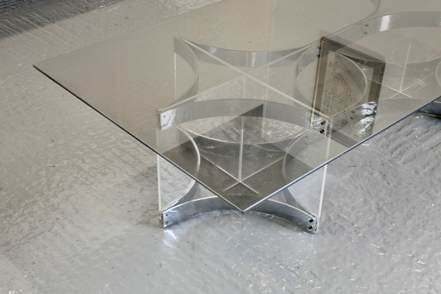 Alessandro Albrizzi, Fine Mid Century Chrome Plated Steel & Lucite Coffee Table