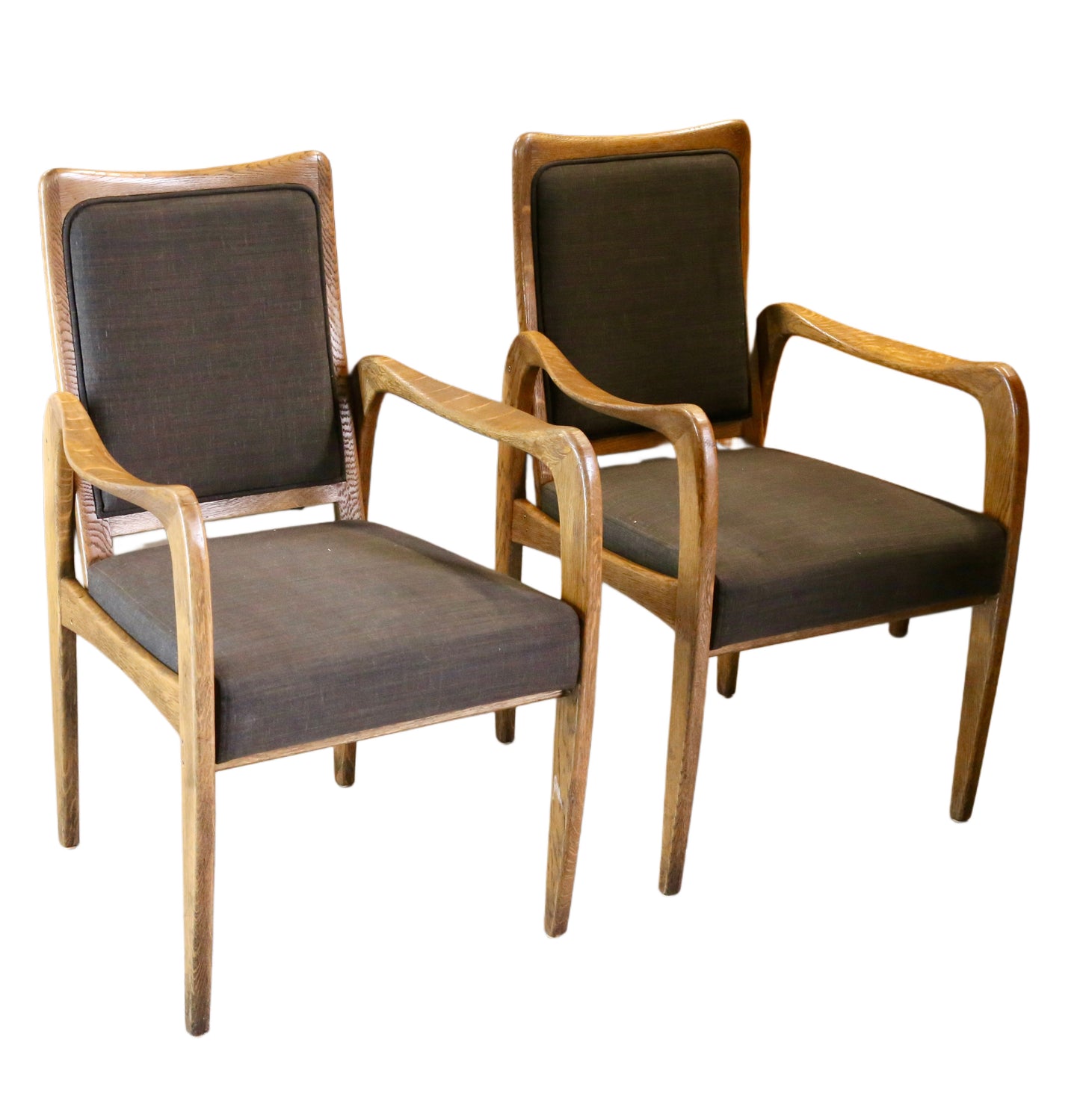 Set of 6 Mid Century Modern Danish Design Sculpted Oak Armchairs