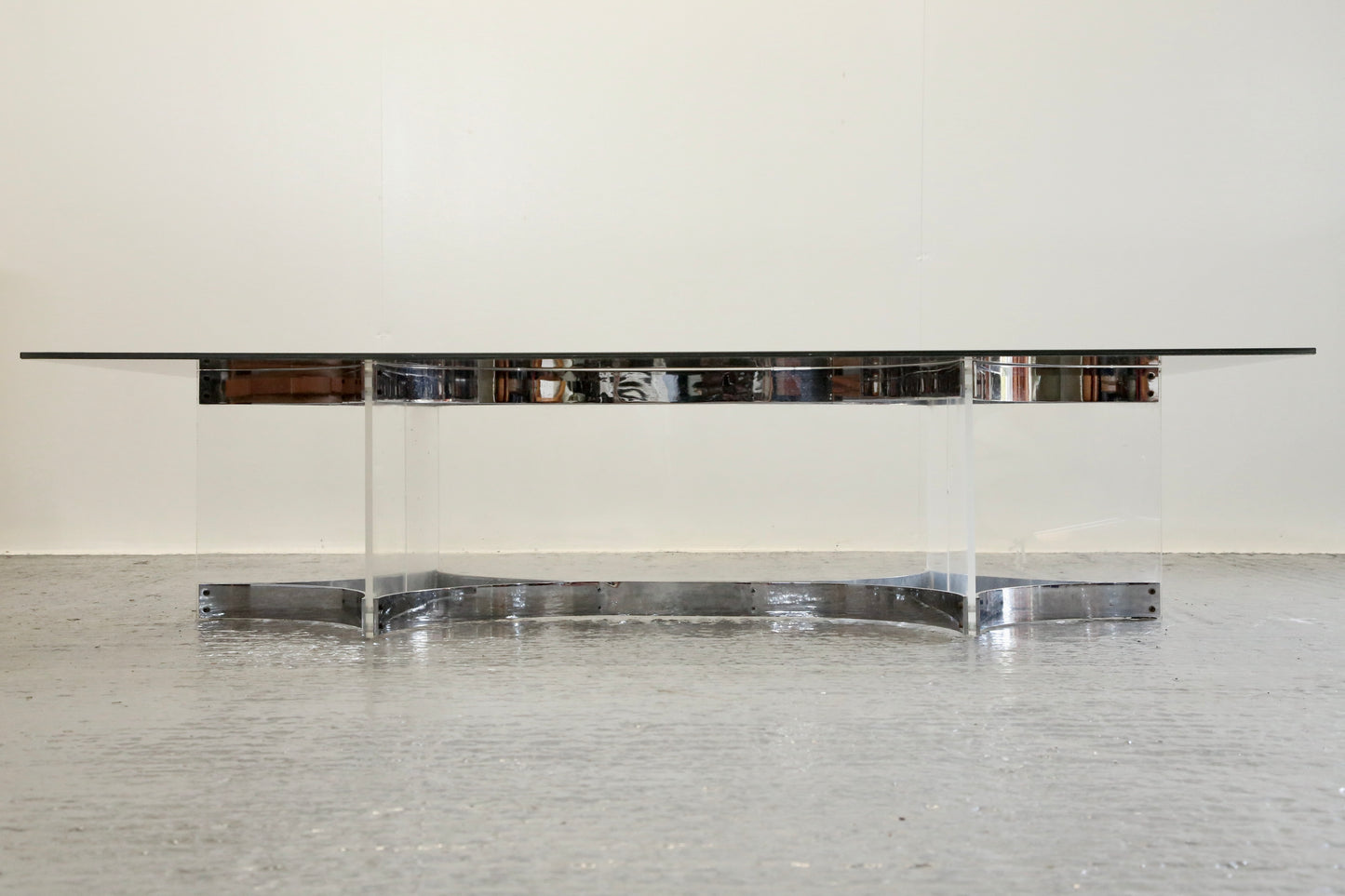 Alessandro Albrizzi, Fine Mid Century Chrome Plated Steel & Lucite Coffee Table