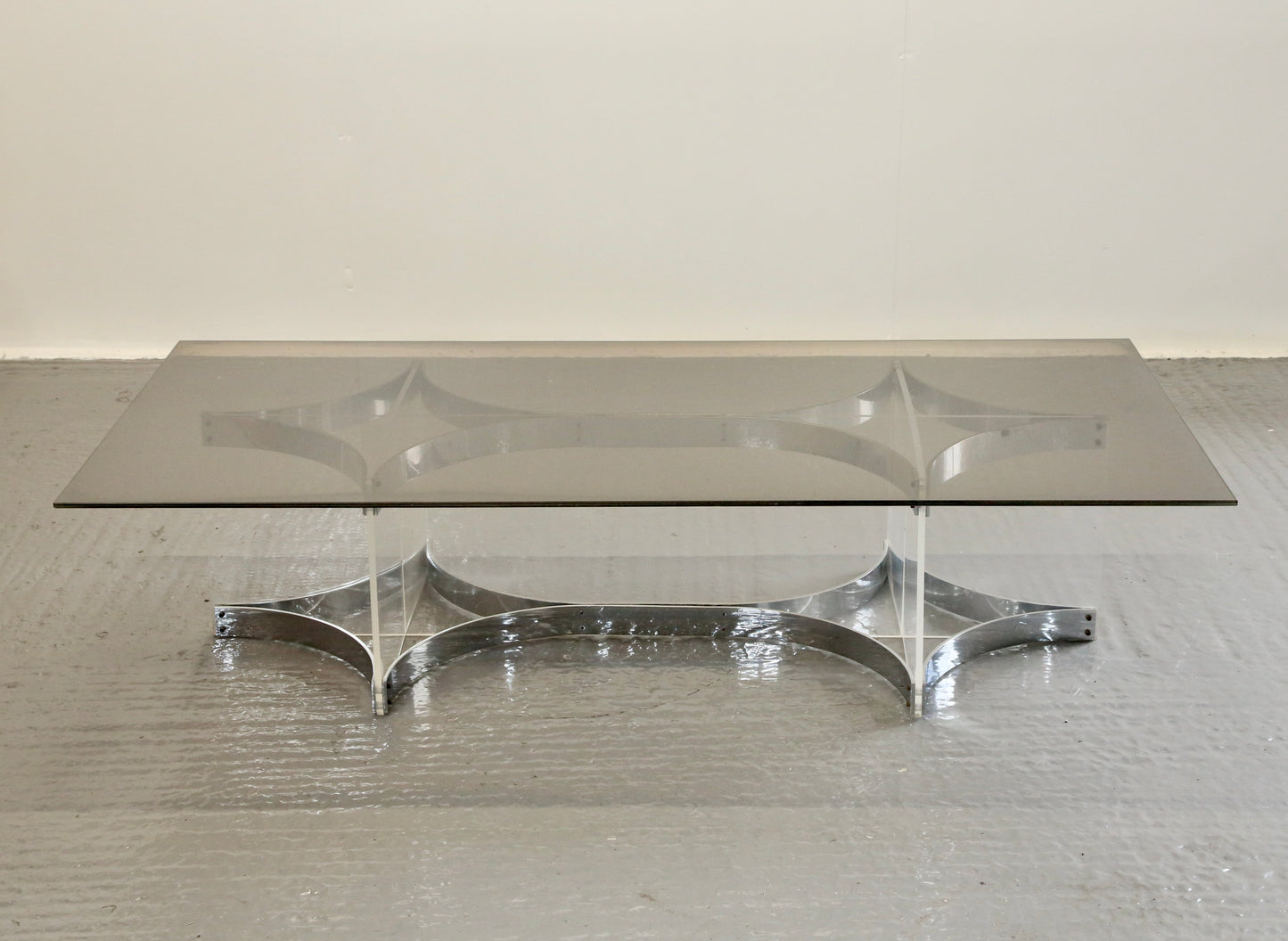 Alessandro Albrizzi, Fine Mid Century Chrome Plated Steel & Lucite Coffee Table