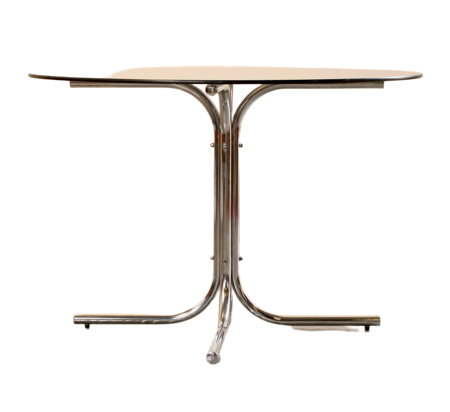 Zougoise Victoria Bauhaus Style, Round Smoked Glass & Tubular Frame Dining Table