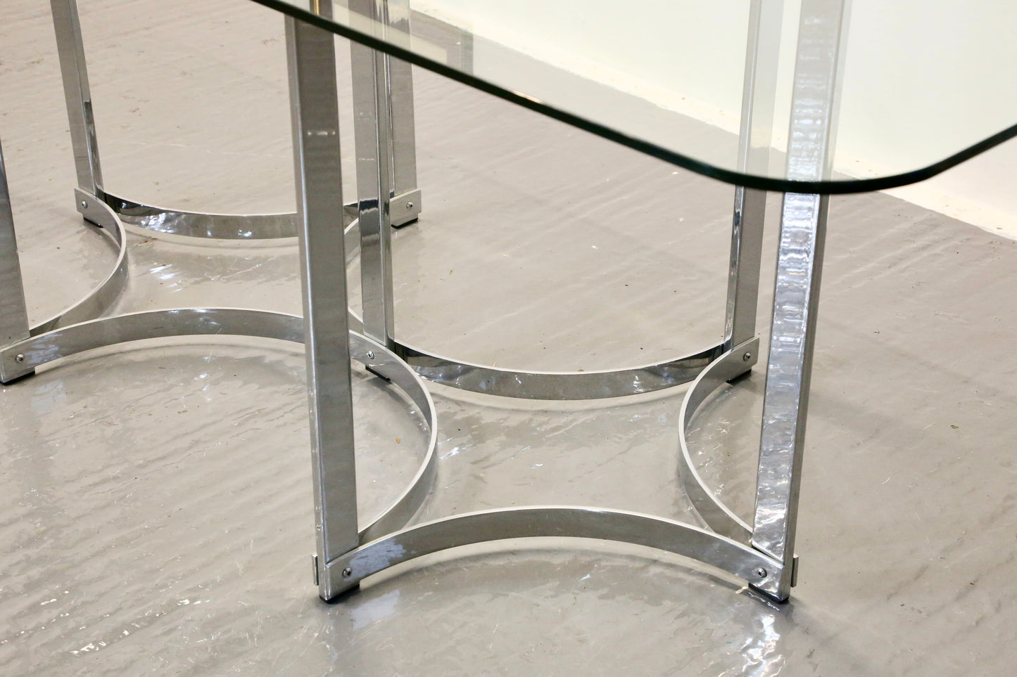 Richard Young For Merrow Associates Chrome & Glass Dining Table