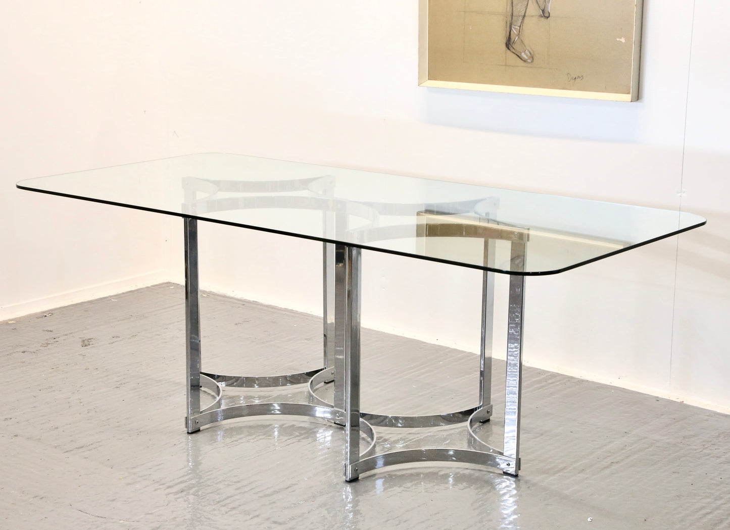 Richard Young For Merrow Associates Chrome & Glass Dining Table