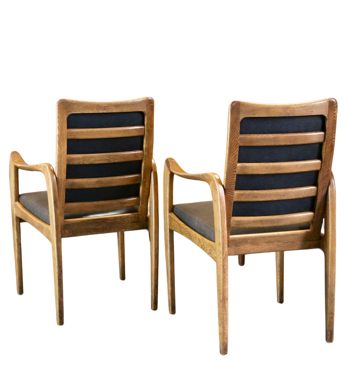 Set of 6 Mid Century Modern Danish Design Sculpted Oak Armchairs