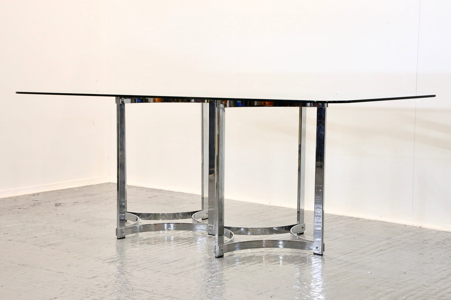 Richard Young For Merrow Associates Chrome & Glass Dining Table