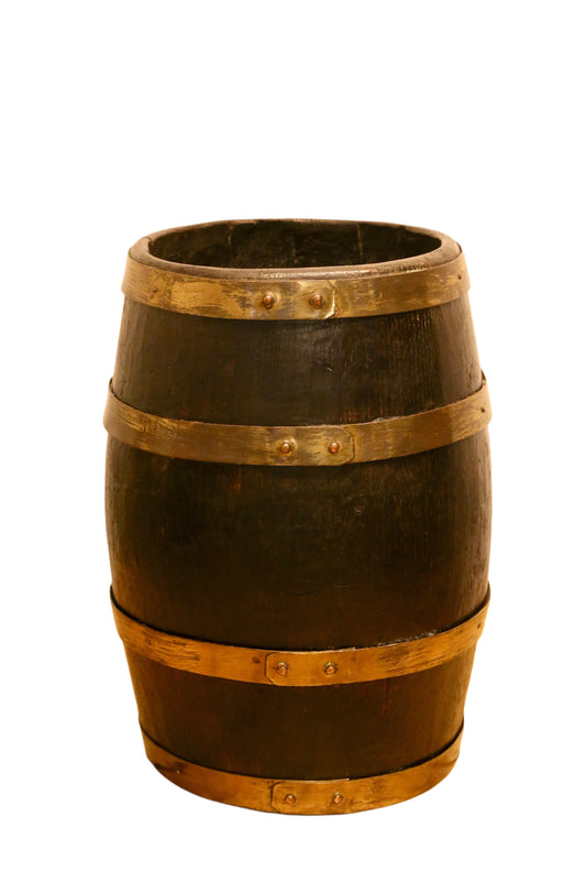 Decorative Antique Brass Bound Oak Barrel