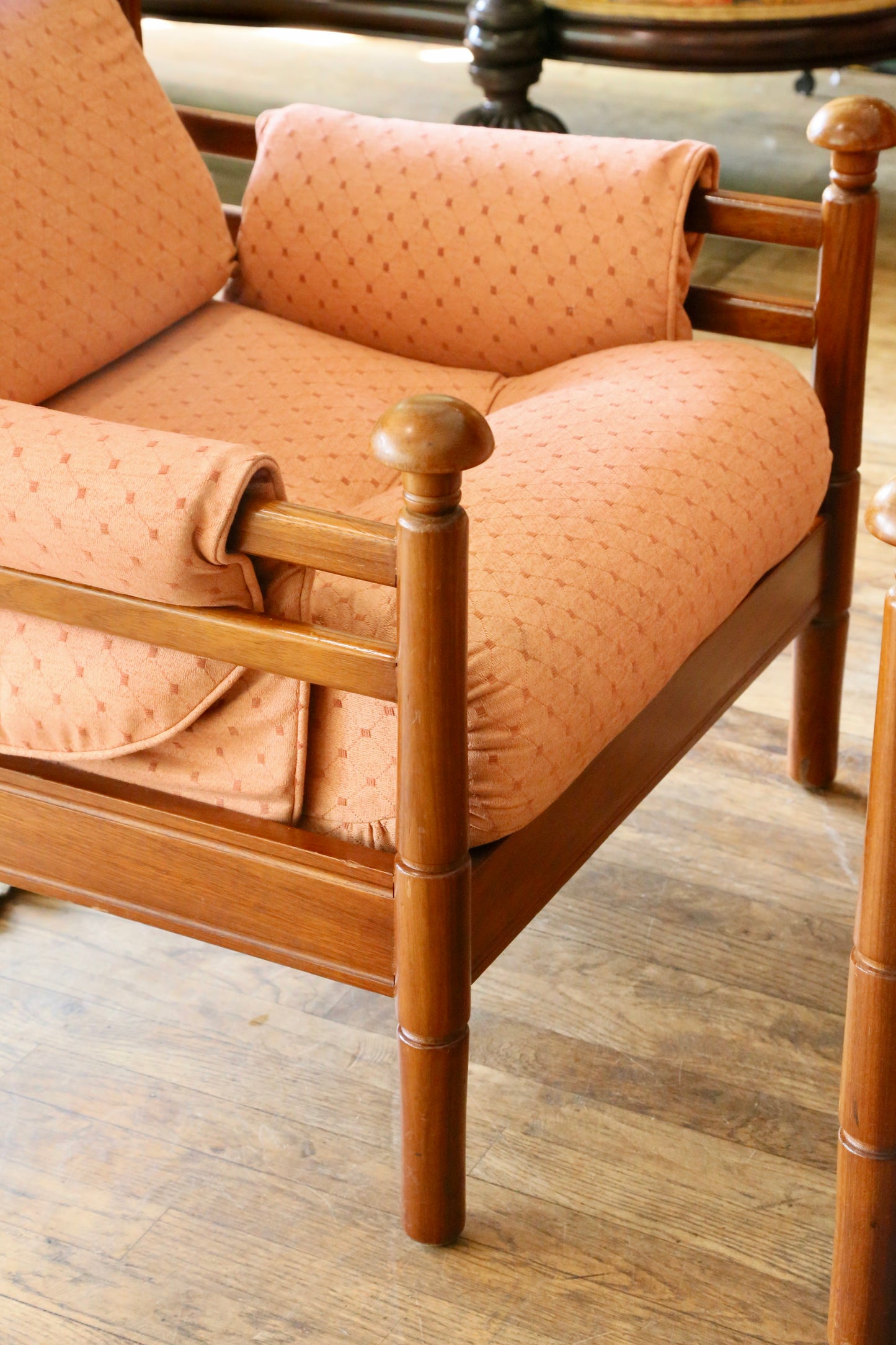 Guy Rogers, Pair British Mid Century Modern Teak Lounge Armchairs