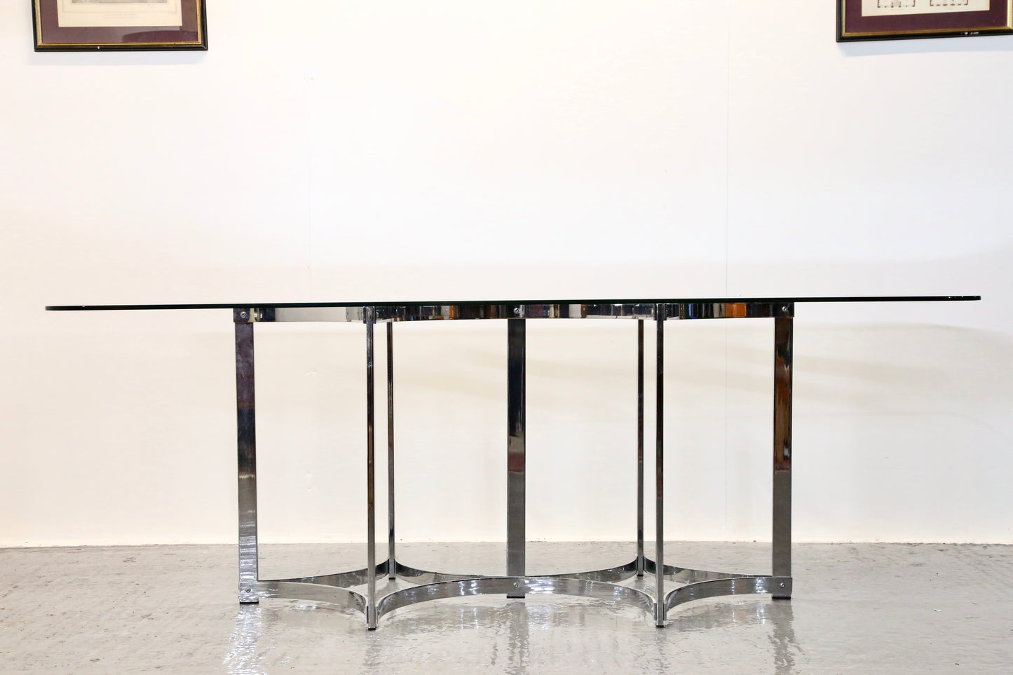 Richard Young For Merrow Associates Chrome & Glass Dining Table