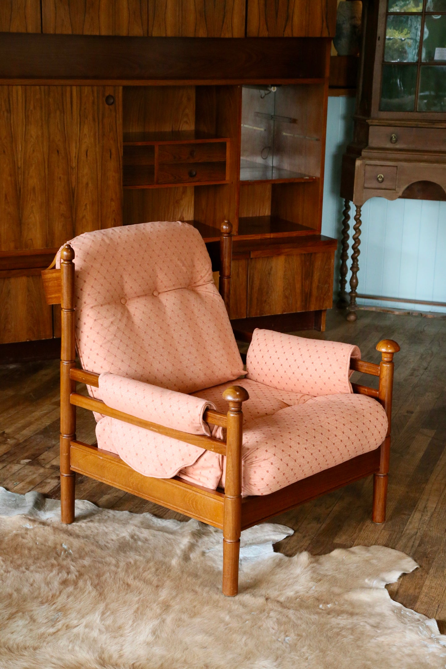 Guy Rogers, Pair British Mid Century Modern Teak Lounge Armchairs