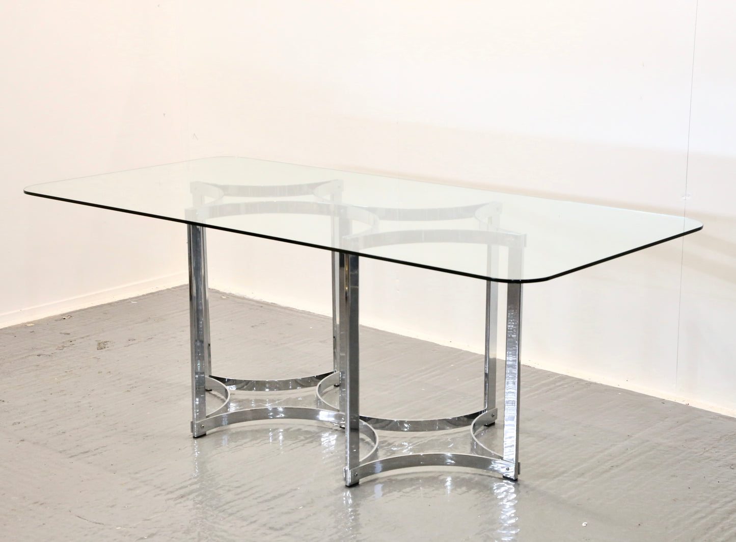 Richard Young For Merrow Associates Chrome & Glass Dining Table