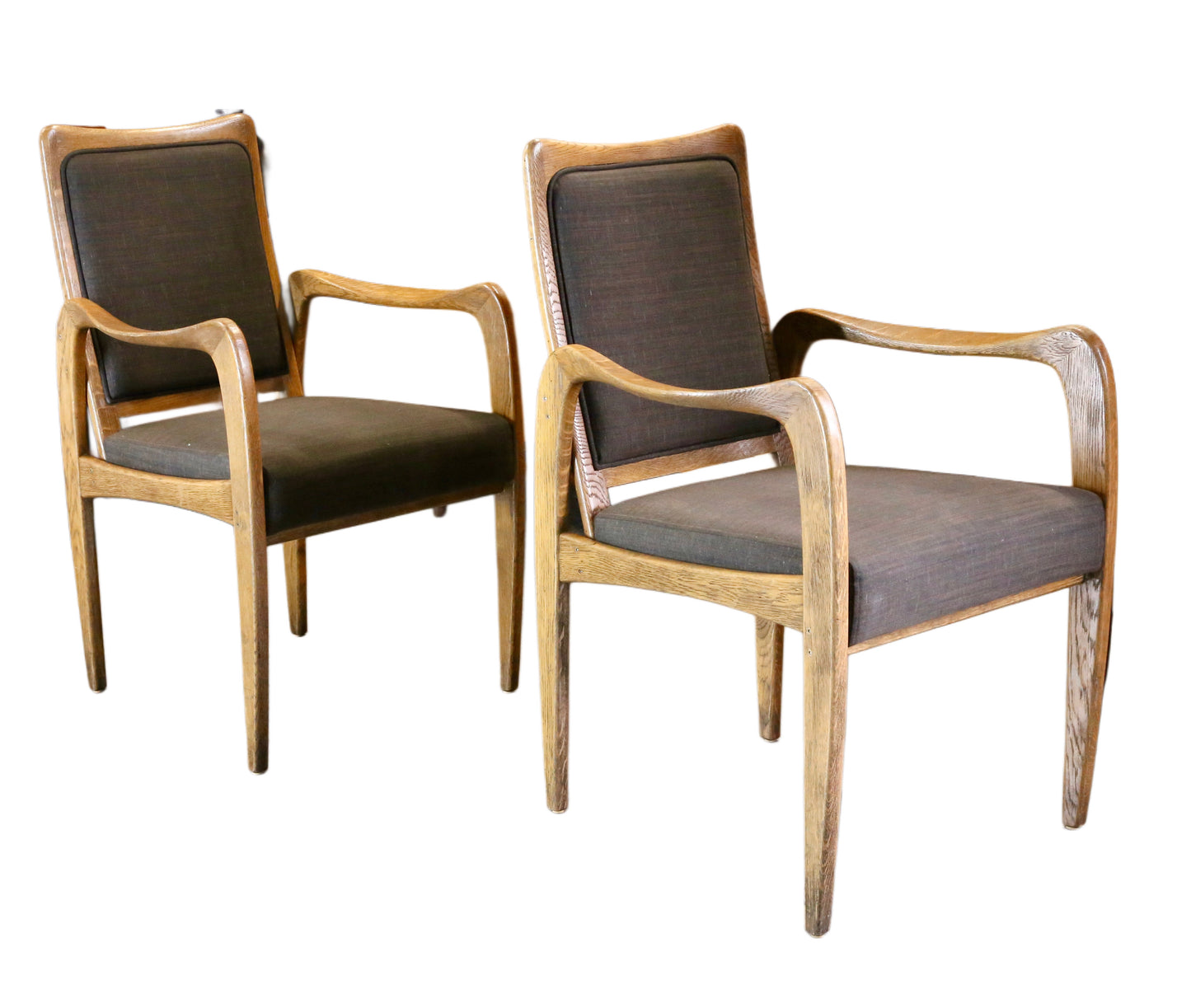 Set of 6 Mid Century Modern Danish Design Sculpted Oak Armchairs