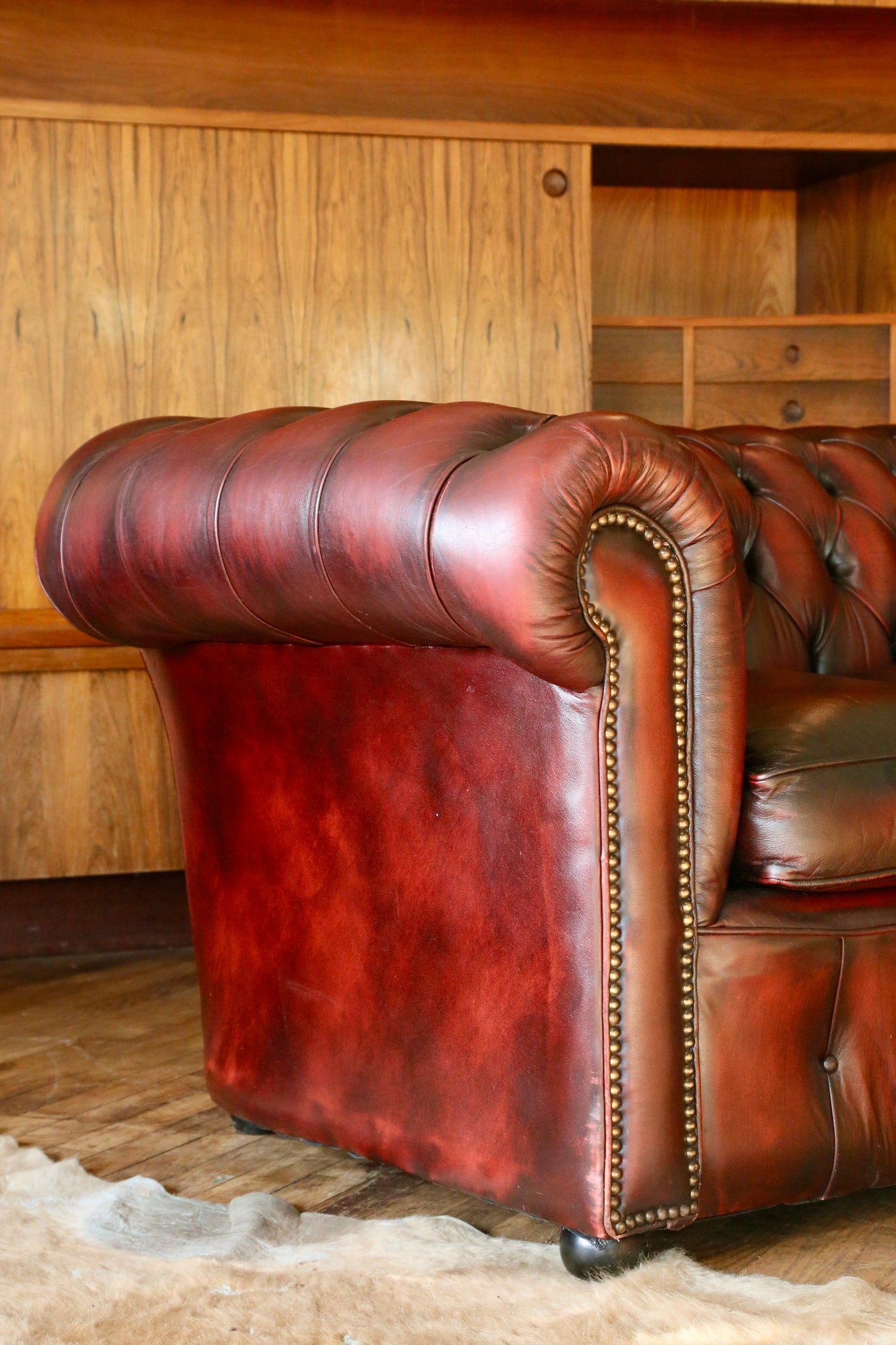 Vintage Oxblood Leather Chesterfield 3 Seater Sofa