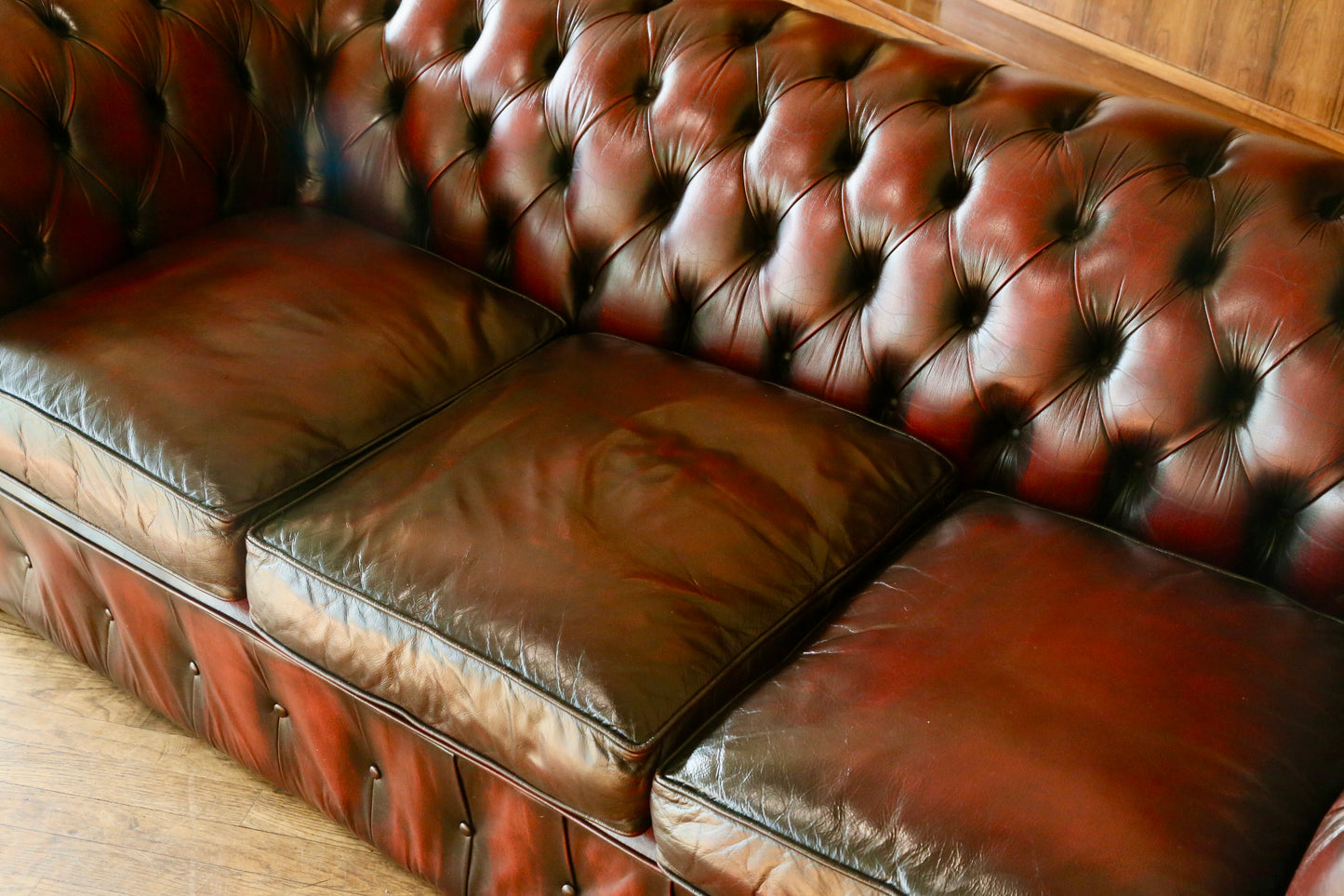 Vintage Oxblood Leather Chesterfield 3 Seater Sofa