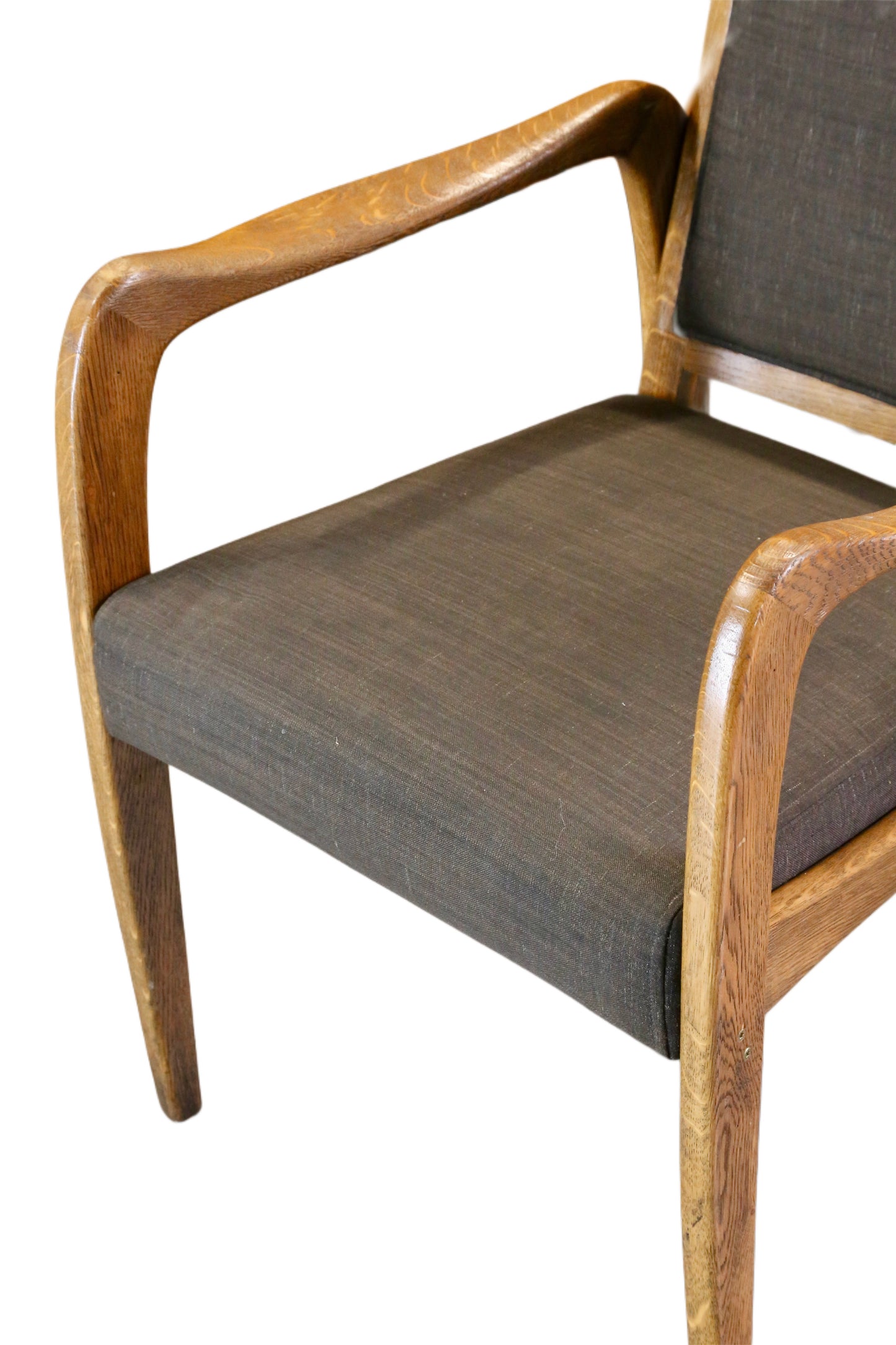 Set of 6 Mid Century Modern Danish Design Sculpted Oak Armchairs