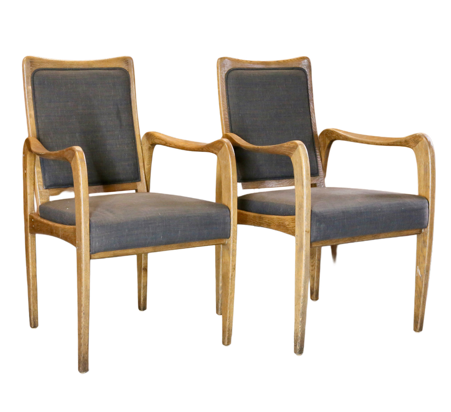 Set of 6 Mid Century Modern Danish Design Sculpted Oak Armchairs