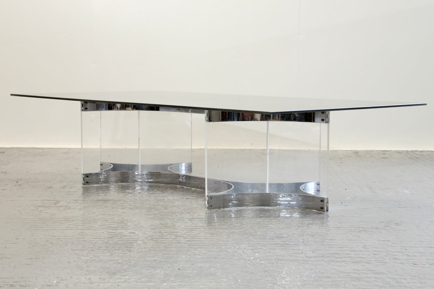 Alessandro Albrizzi, Fine Mid Century Chrome Plated Steel & Lucite Coffee Table