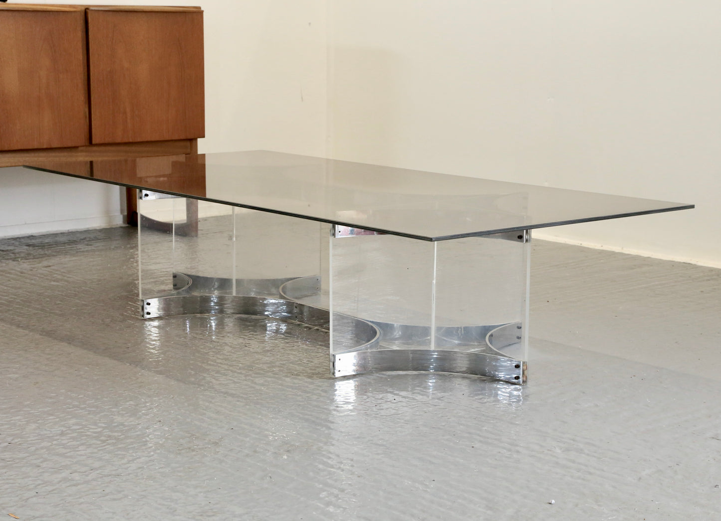 Alessandro Albrizzi, Fine Mid Century Chrome Plated Steel & Lucite Coffee Table