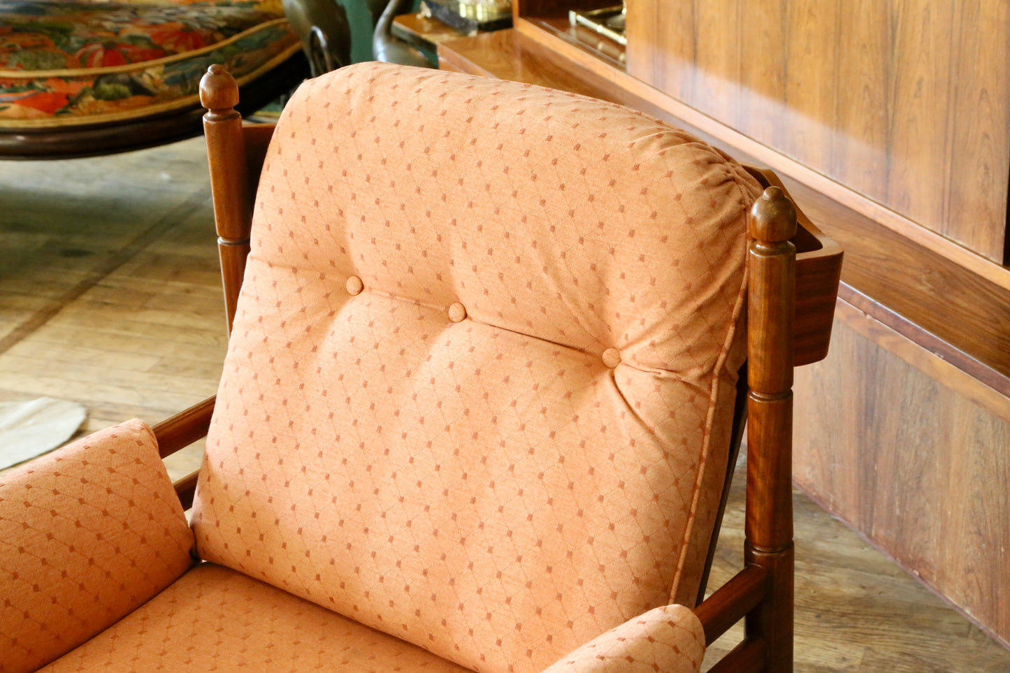 Guy Rogers, Pair British Mid Century Modern Teak Lounge Armchairs