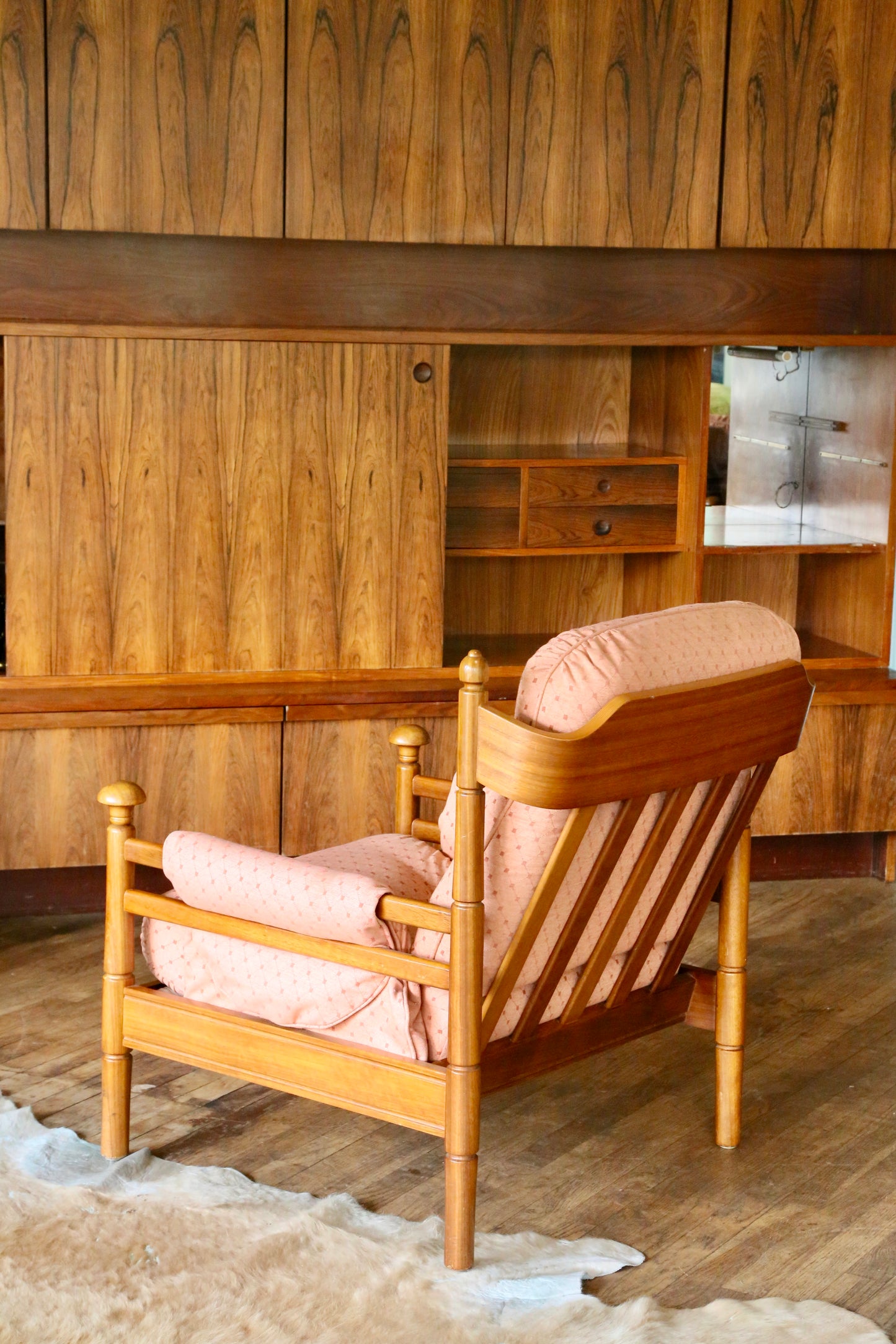 Guy Rogers, Pair British Mid Century Modern Teak Lounge Armchairs