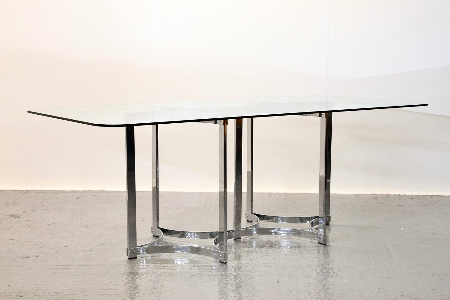 Richard Young For Merrow Associates Chrome & Glass Dining Table