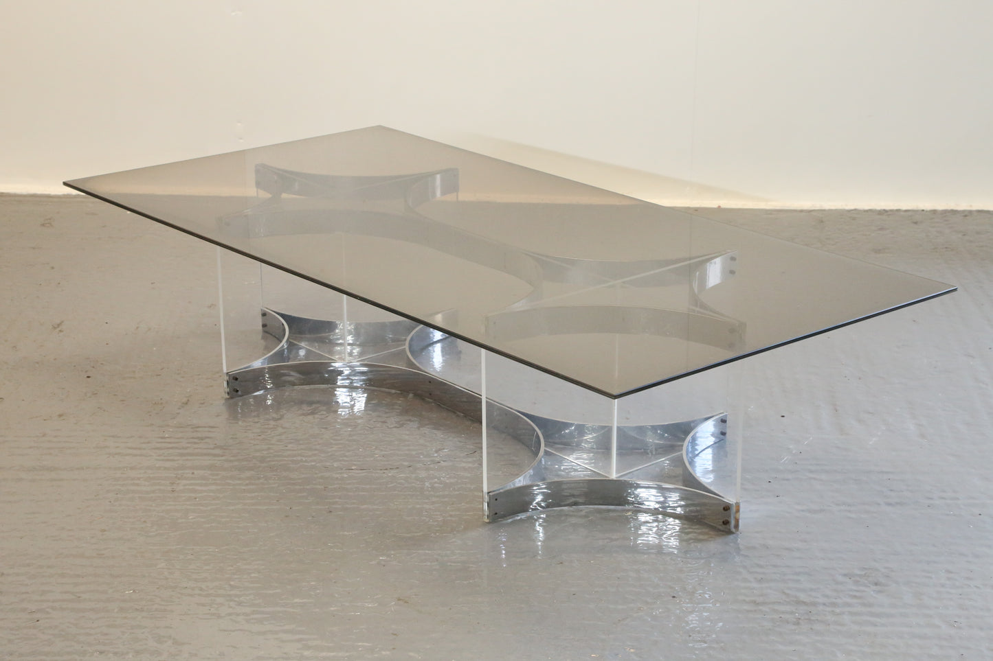 Alessandro Albrizzi, Fine Mid Century Chrome Plated Steel & Lucite Coffee Table