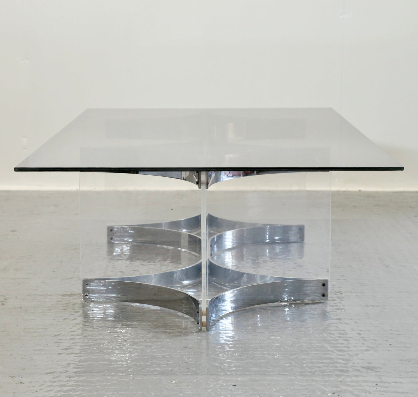 Alessandro Albrizzi, Fine Mid Century Chrome Plated Steel & Lucite Coffee Table