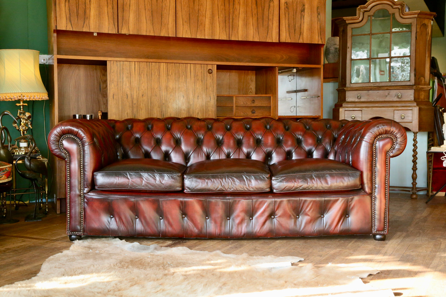 Vintage Oxblood Leather Chesterfield 3 Seater Sofa