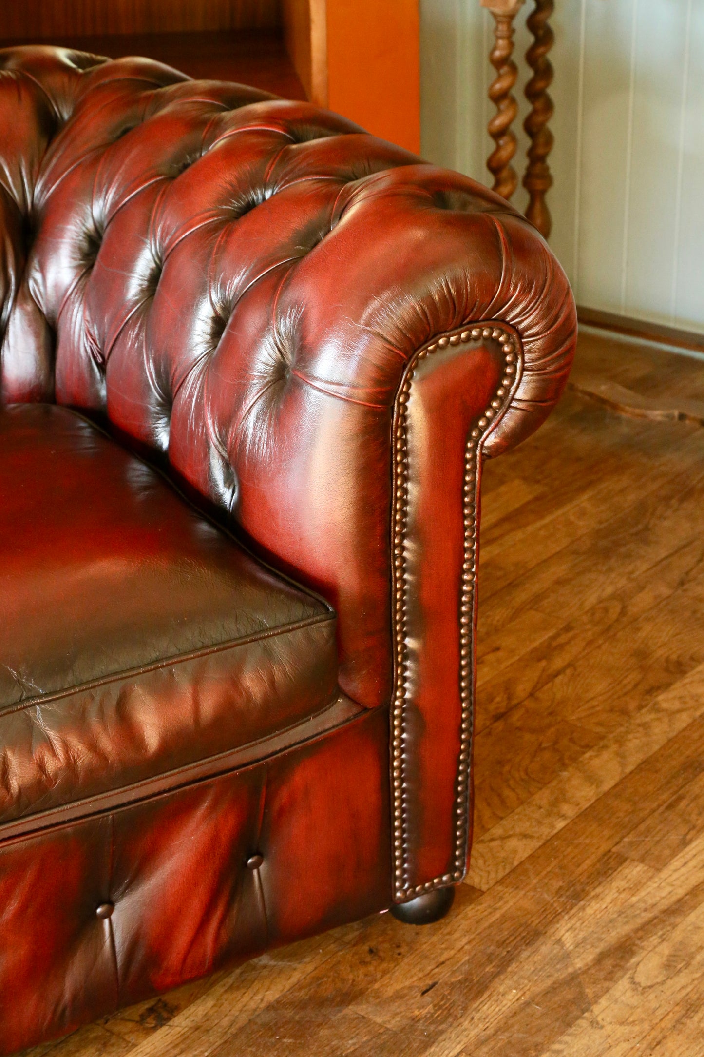 Vintage Oxblood Leather Chesterfield 3 Seater Sofa