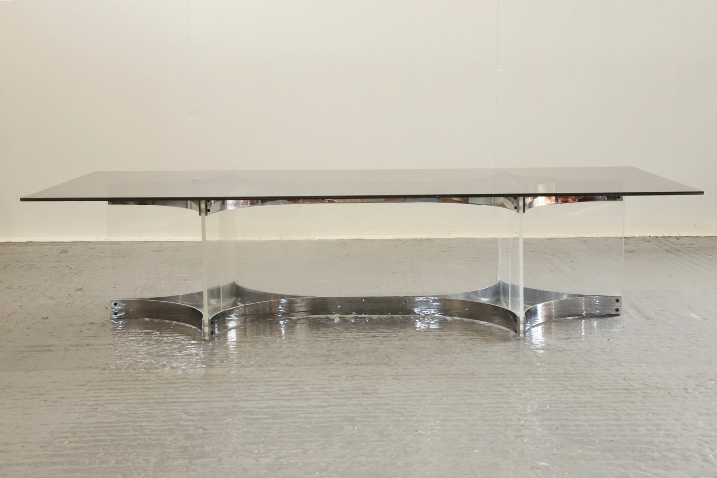 Alessandro Albrizzi, Fine Mid Century Chrome Plated Steel & Lucite Coffee Table