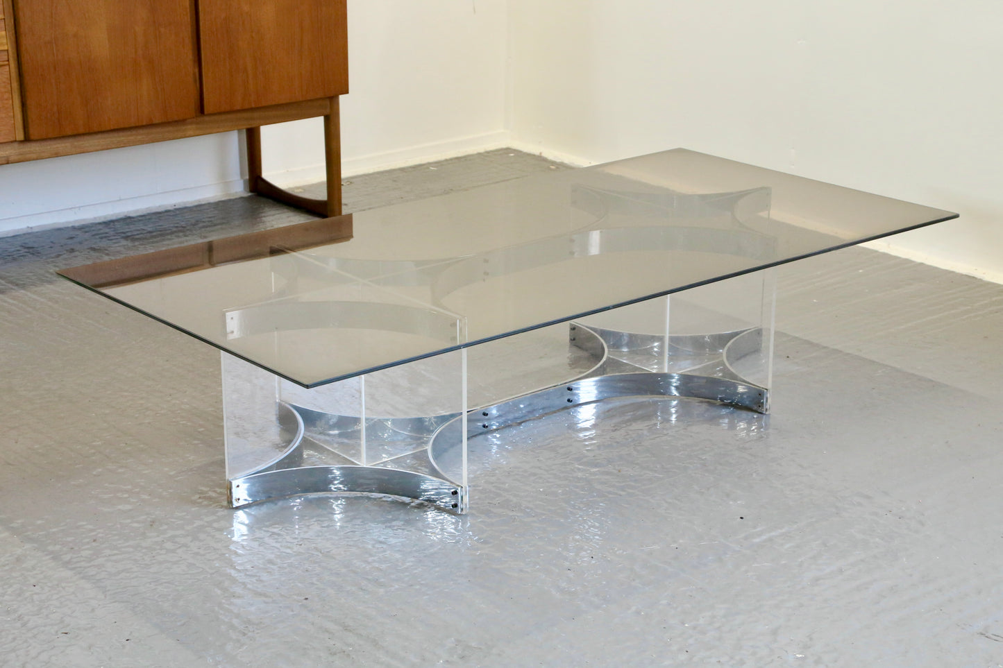 Alessandro Albrizzi, Fine Mid Century Chrome Plated Steel & Lucite Coffee Table